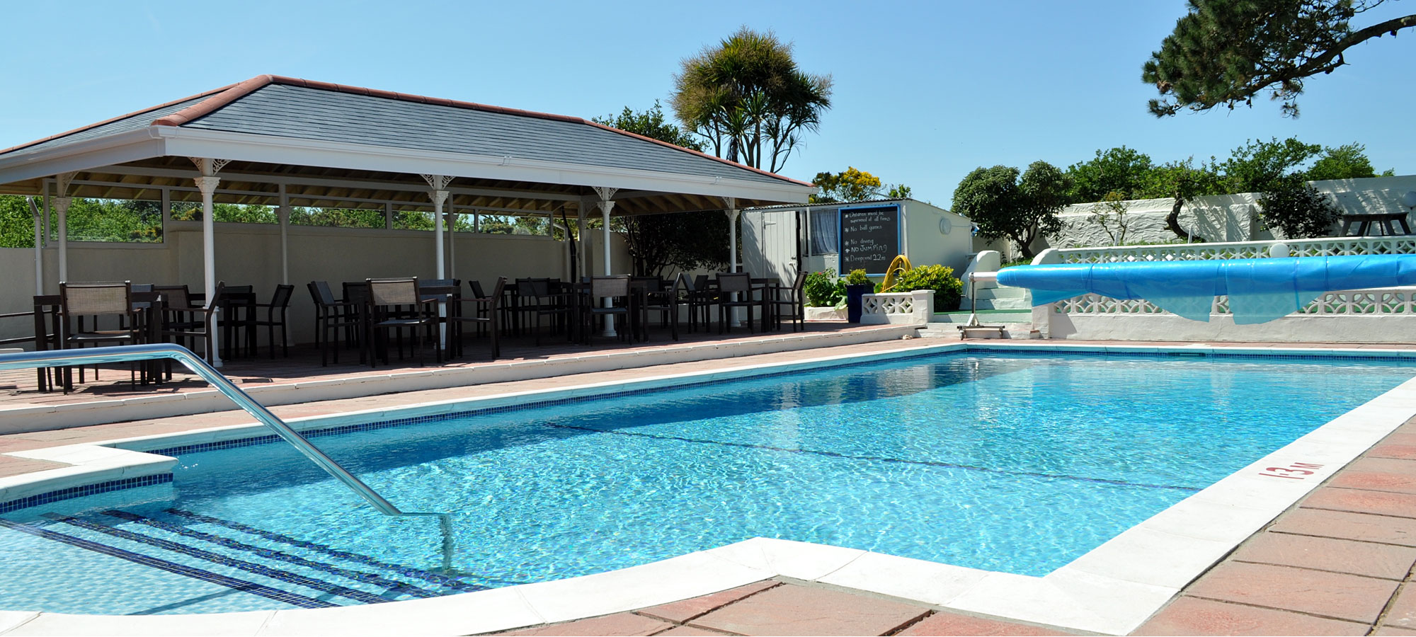 Heated swimming pool.